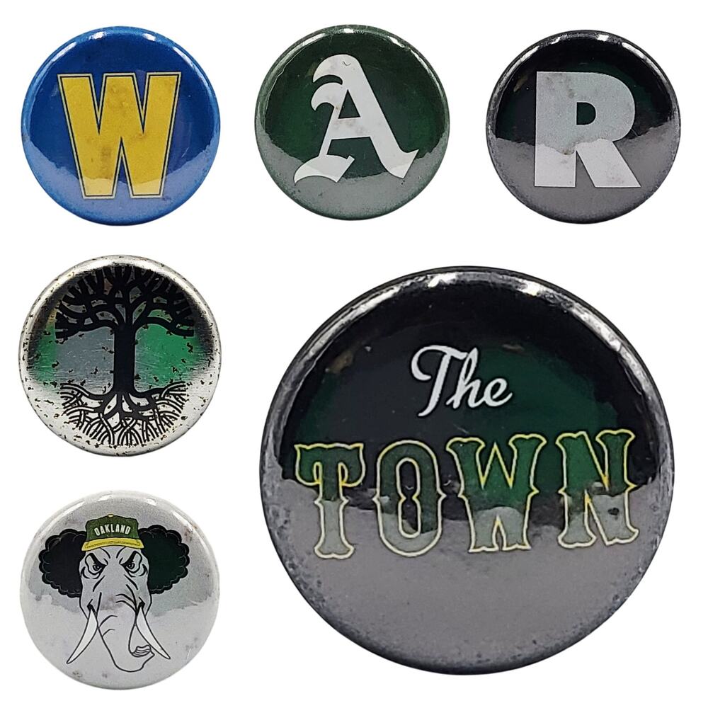 Vtg Y2k Oakland Raiders Oakland A's Golden State Warriors Pinback Button Pins